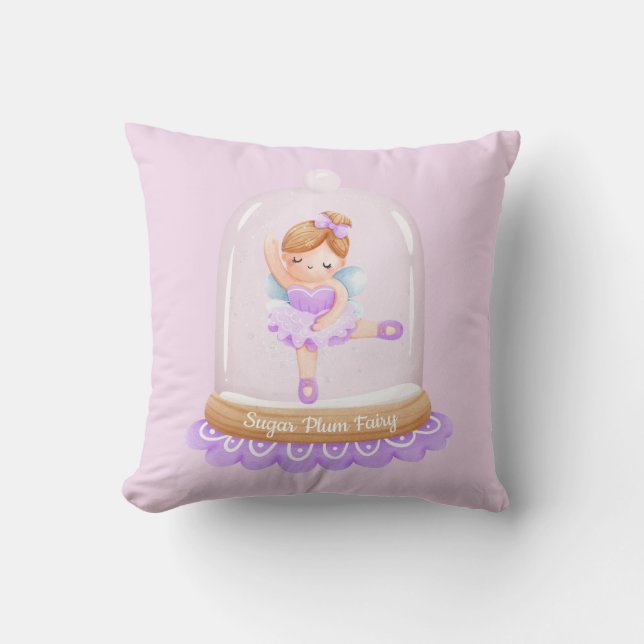 Nutcracker Purple Sugar Plum Fairy Christmas Cushion (Front)