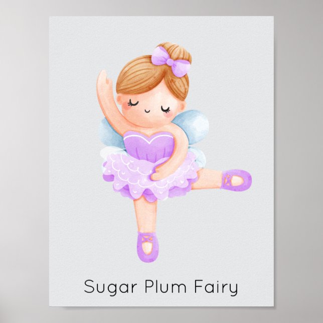 Nutcracker Purple Sugar Plum Fairy Christmas Poster (Front)