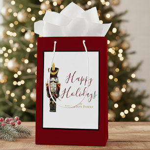 Nutcracker Red Happy Holidays Classic Christmas Medium Gift Bag