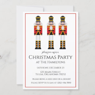 Nutcracker Red Stripe Christmas Party Invitation