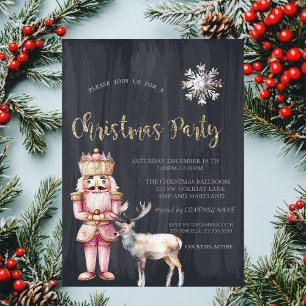 Nutcracker Reindeer,Snowflake Christmas  Invitation