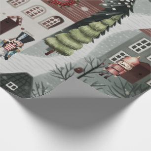 Nutcracker Reindeer Village Christmas Wrapping Paper