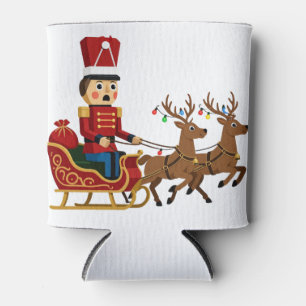 Nutcracker Riding a Magical Christmas Sleigh Can Cooler