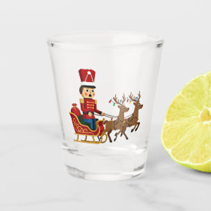 Nutcracker Riding a Magical Christmas Sleigh Shot Glass