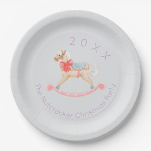 Nutcracker Rocking Horse Christmas Paper Plate