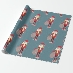 Nutcracker Scandinavian Santa Christmas Wrapping Paper