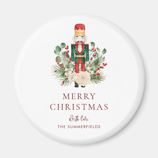 Nutcracker Script Greenery Christmas Holiday Magnet (Front)