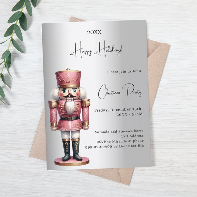 Nutcracker silver Christmas Party Invitation (Creator Uploaded)