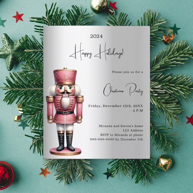 Nutcracker silver Christmas Party invitation (Creator Uploaded)