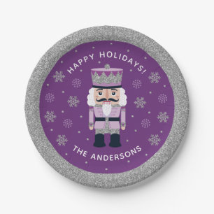 Nutcracker Silver, Purple, Party Plate