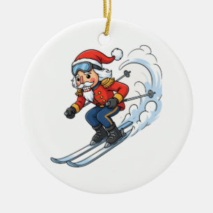 Nutcracker Skier Christmas 2026 Holiday Skiing Ceramic Tree Decoration
