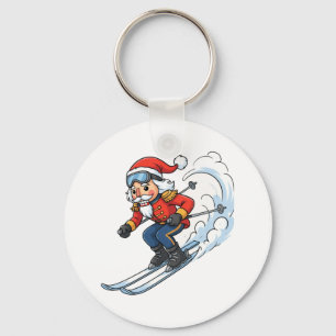 Nutcracker Skier Christmas 2026 Holiday Skiing   Key Ring
