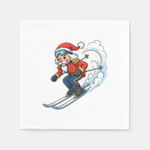 Nutcracker Skier Christmas 2026 Holiday Skiing Napkin