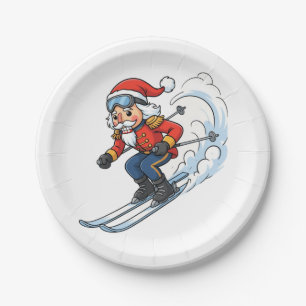 Nutcracker Skier Christmas 2026 Holiday Skiing   Paper Plate