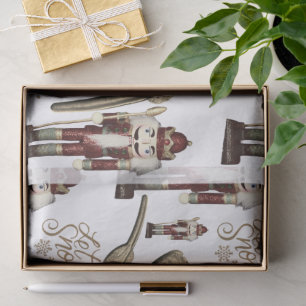 Nutcracker Soldier Christmas Let it Snow Gold Tissue Paper