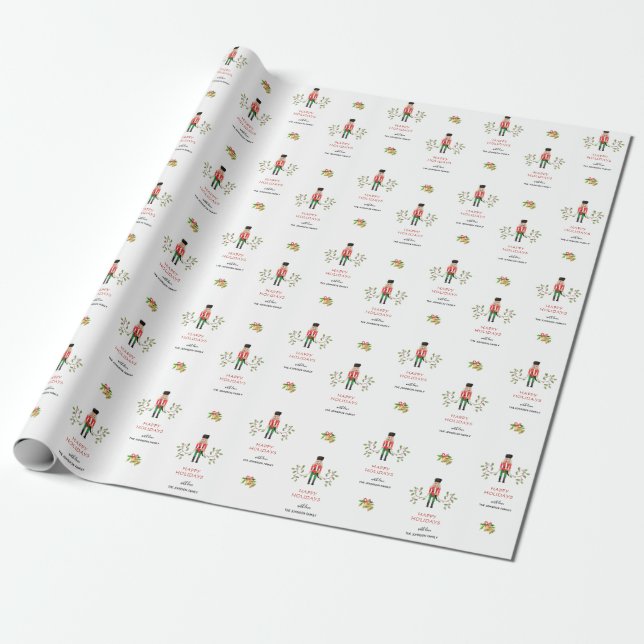 Nutcracker soldier Happy Holidays  Wrapping Paper (Unrolled)