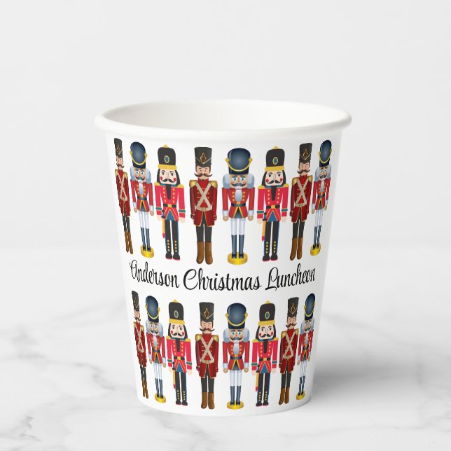 Nutcracker Soldier Personalise Text Christmas Paper Cups (Front)