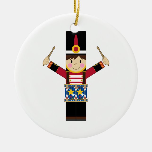 Nutcracker Soldier Playing Drums Ornament (Front)