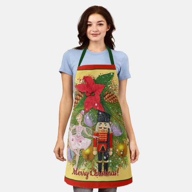 Nutcracker Soldier Sugar Plum Fairy Christmas Xmas Apron (Worn)