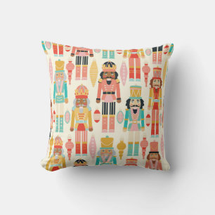 Nutcracker Soldiers and Ornaments Seamless Pattern Cushion
