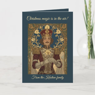 Nutcracker Soldiers Art Nouveau Vintage Style Chri Card