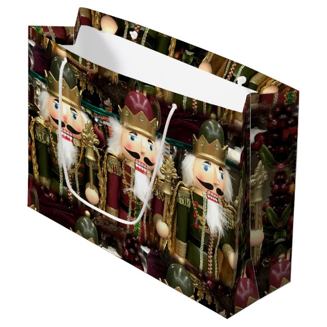 Nutcracker Soldiers Christmas Large Gift Bag (Front Angled)