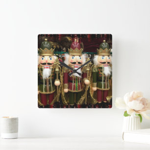 Nutcracker Soldiers Christmas Square Wall Clock