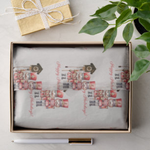 Nutcracker Soldiers Clock Happy Holidays  Tissue Paper