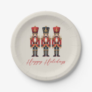 Nutcracker Soldiers Happy Holiday Paper Plate