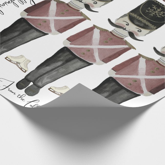 Nutcracker Soldiers & Ice Skate Wrapping Paper (Corner)