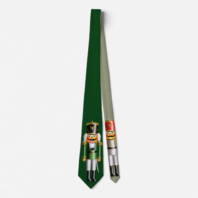 Nutcracker Soldiers In Green And White Uniforms Tie (Front)