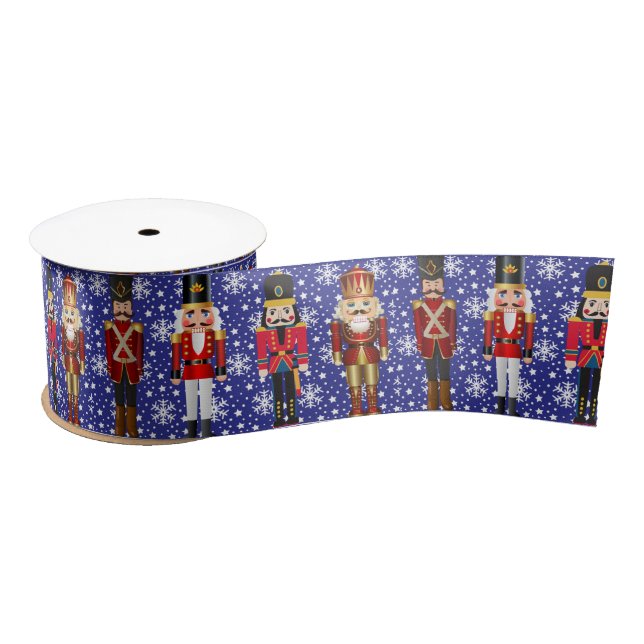 Nutcracker Soldiers Pretty Christmas 3 inch Wide Satin Ribbon (Spool)