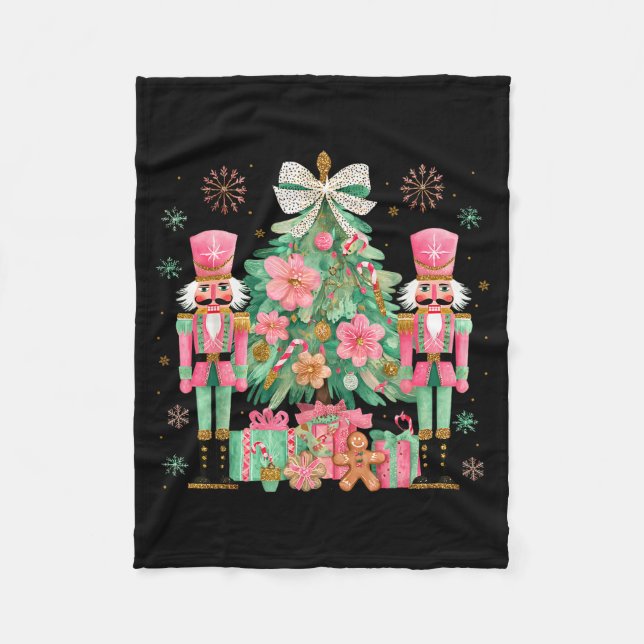 Nutcracker Squad Christmas Tree Ballet Dance Women Fleece Blanket (Front)