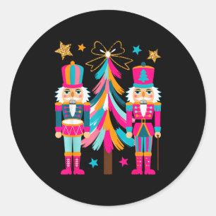 Nutcracker Squad Xmas Nk Christmas Tree Women Kids Classic Round Sticker