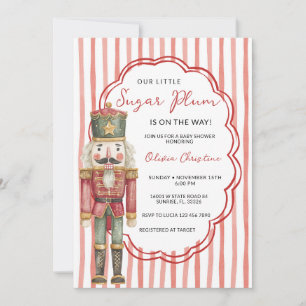 Nutcracker Stripes Winter Ballet Baby Shower Invitation