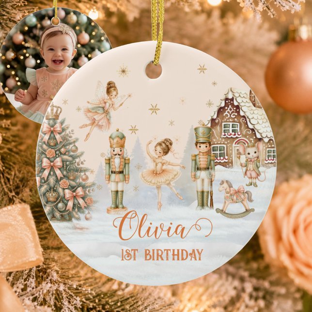 Nutcracker Sugar Plum 1st Birthday Keepsake Ceramic Tree Decoration (Nutcracker Sugar Plum 1st Birthday Keepsake Ceramic Ornament - Front)