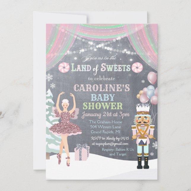 Nutcracker Sugar Plum Baby Shower Invitation (Front)