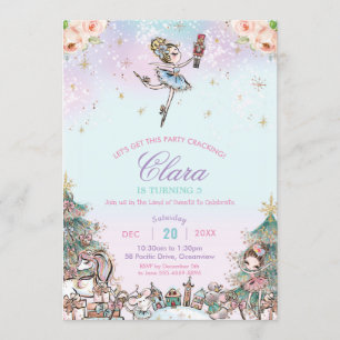 Nutcracker Sugar Plum Fairy Christmas Birthday Invitation