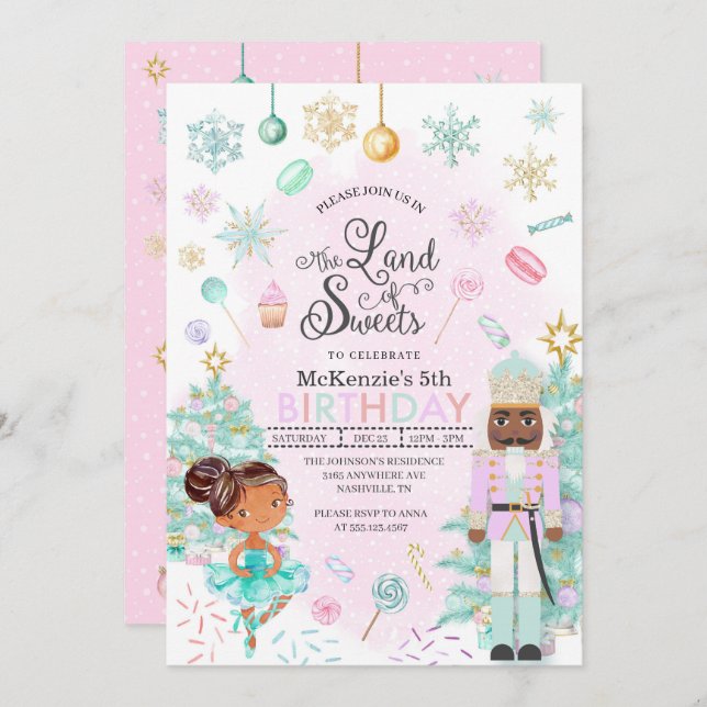 Nutcracker Sugar Plum Fairy Christmas Birthday Invitation (Front/Back)