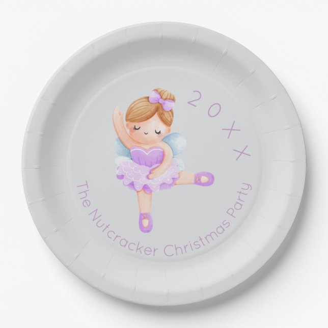 Nutcracker Sugar Plum Fairy Christmas Paper Plate (Front)
