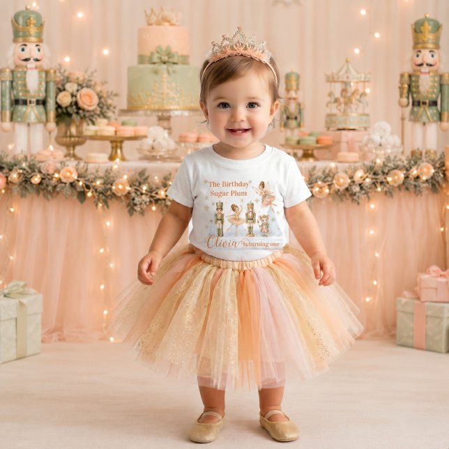 Nutcracker Sugar Plum Fairy Custom Text 1st Baby T-Shirt (Nutcracker Sugar Plum Fairy 1st Bday House Baby T-Shirt)