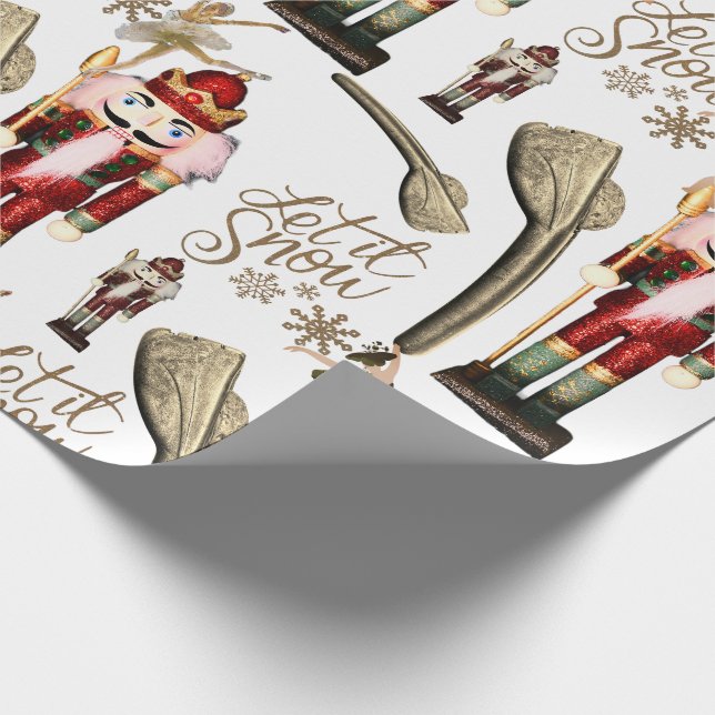 Nutcracker Suite Ballerina Christmas Let it Snow Wrapping Paper (Corner)