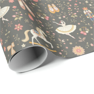 Nutcracker Suite Ballerina Horse Gray Wrapping Paper