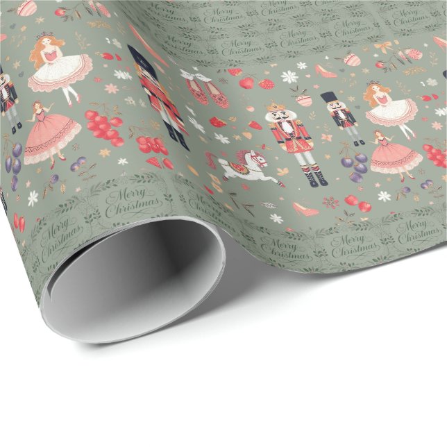 Nutcracker Suite Merry Christmas Sugar Plum Fairy Wrapping Paper (Roll Corner)
