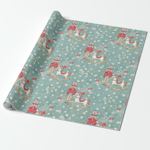 Nutcracker Suite Soldier Pony Blue Wrapping Paper