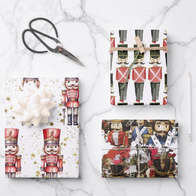 Nutcracker Suite Toy Soldiers Stars | Wrapping Paper Sheet (Front)