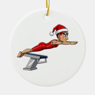 Nutcracker Swimmer Swimming Holiday Athletic Xmas Ceramic Tree Decoration