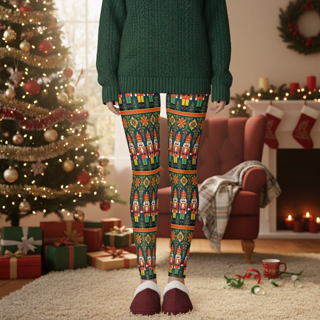 Nutcracker Toy Soldier Christmas Holiday Leggings (These leggings are a fun and comfortable addition to your festive family photos.)