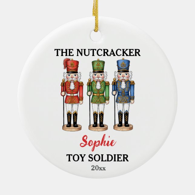 Nutcracker Toy Soldier Custom Name Christmas Ceramic Tree Decoration (Back)