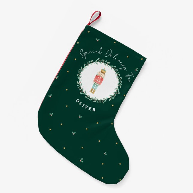 Nutcracker traditional botanical cute Christmas Small Christmas Stocking (Front (Hanging))